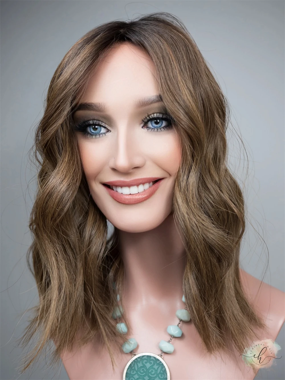 Short Wave Bob 13x4 Ombre Caramel Brown HD Lace Front Wig Synthetic Hair Wig for Women Heat Resistant Fiber Balayage Premium Wig