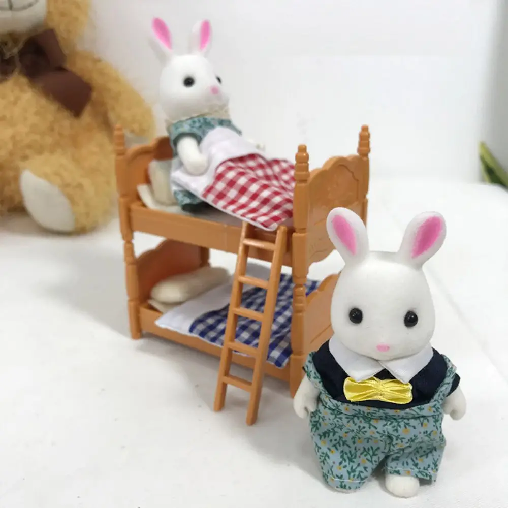 Coniglietto pasquale famiglie animali della foresta scala 1:12 miniature di case delle bambole accessori coniglio orso renna finta di giocare per ragazza Gif