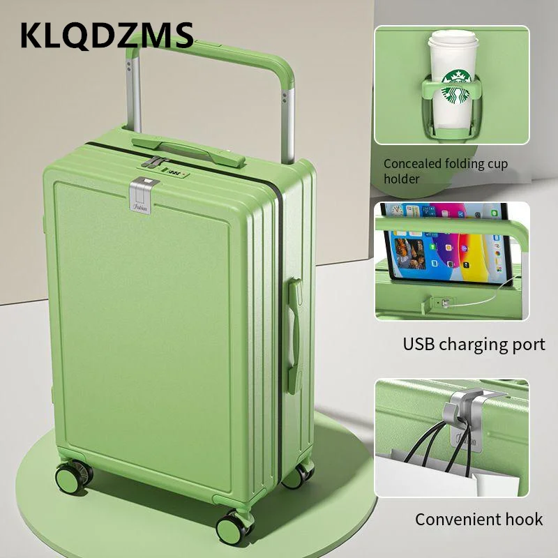 KLQDZMS-Valise d'embarquement PC avec chargement USB, bagage de cabine, sac de voyage à roulettes, valise à roulettes, 20 po, 22 po, 24 po, 26 po