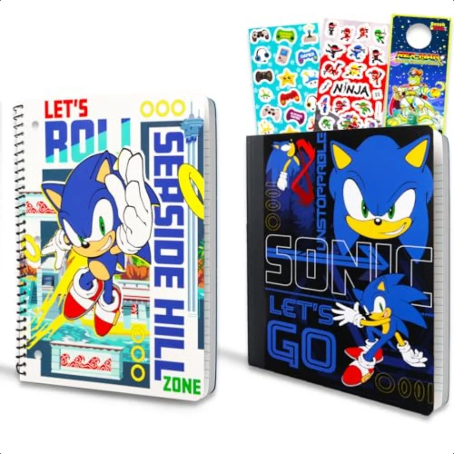 

Sonic Notebook for School Sonic Folders with Pockets Bundle Includes Sonic Composition Notebook and Sonic Folders Plus Stickers
