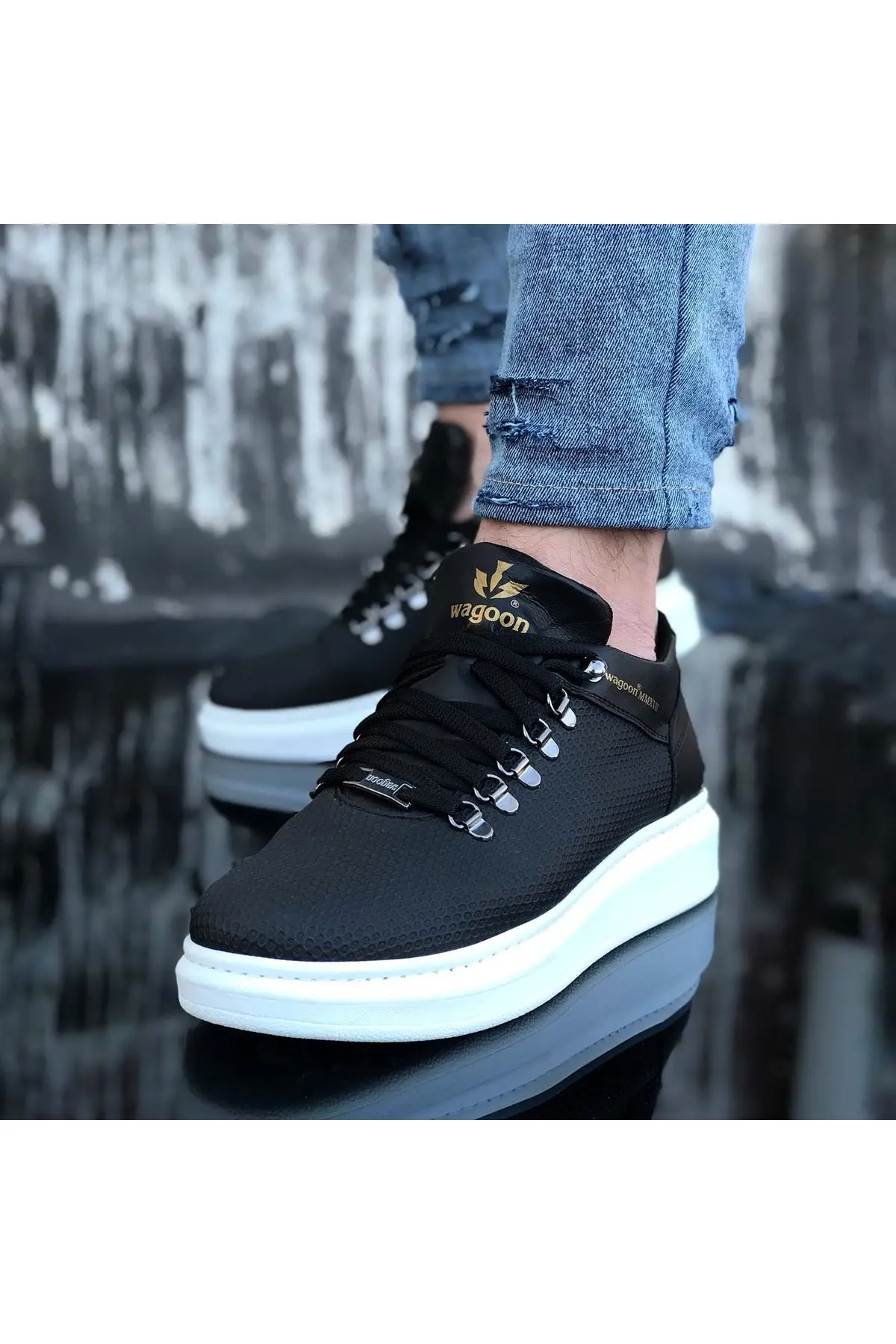 WG047 Men's Casual Shoes Lace-up Shoes Autumn Spring Men Shoes High Sole Non-leather Daily Walking Shoes 2022