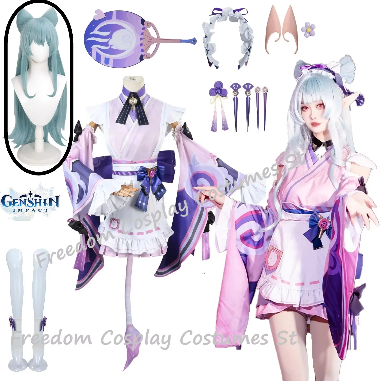 

Game Genshin Impact Yumemizuki Mizuki Cosplay Costume Purple Dress Full Set Uniform Outfis Yumemizuki Mizuki Cosplay Costume