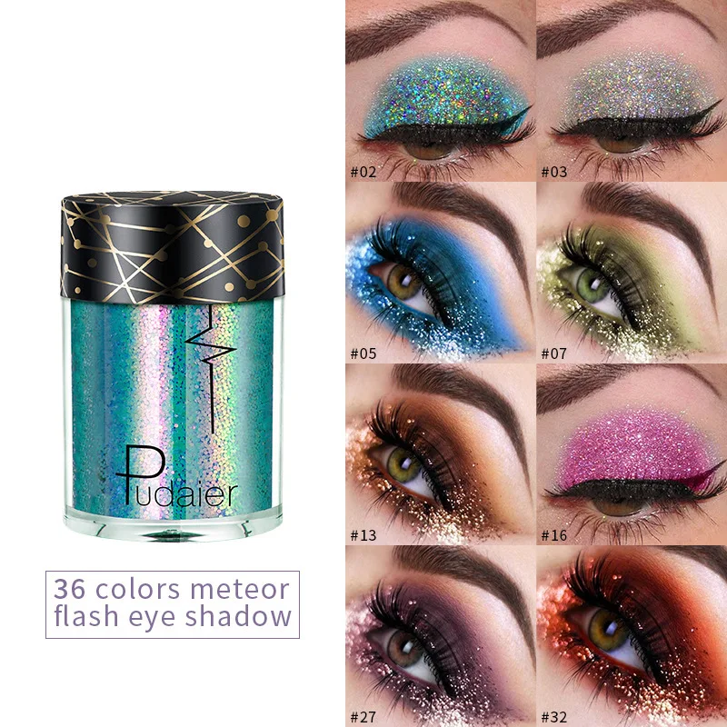 36 Color Monochrome Eye Shadow Shiny Mermaid Sequins Eye Shadow Sexy Stage Makeup Shiny Diamond Eyes Shadow Cosmetics Makeup