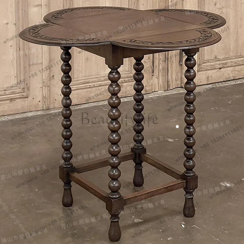 Medieval folding table retro small apartment balcony butterfly table solid wood