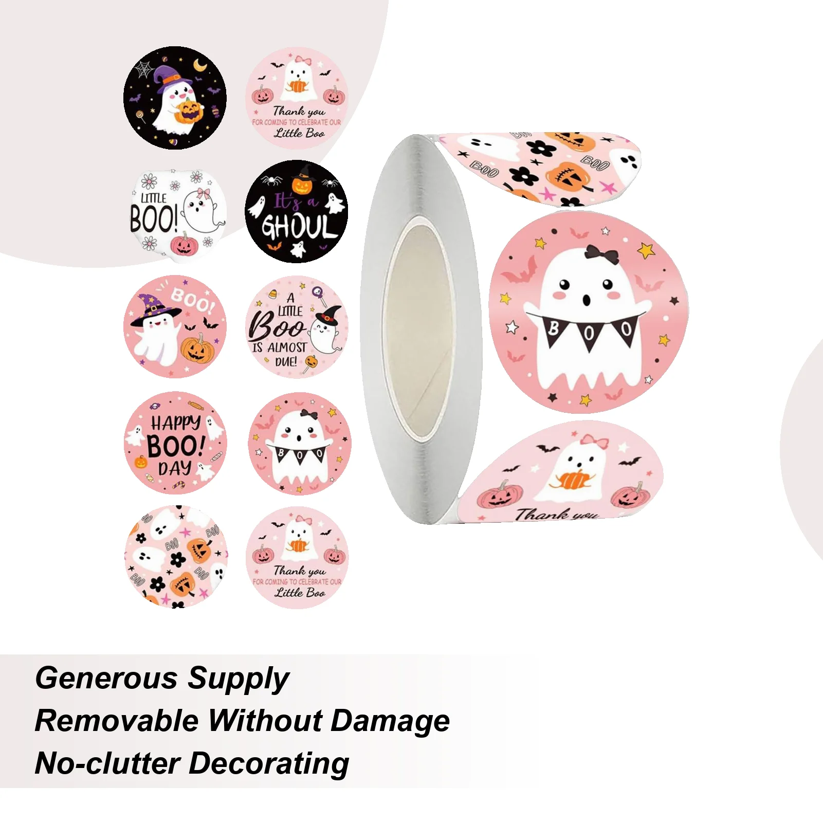 Ghost Stickers 500 Pieces Labels Decoration Adhesive Halloween Scrapbook Stickers For Kids Window Wall Mirror Book Water Bottle