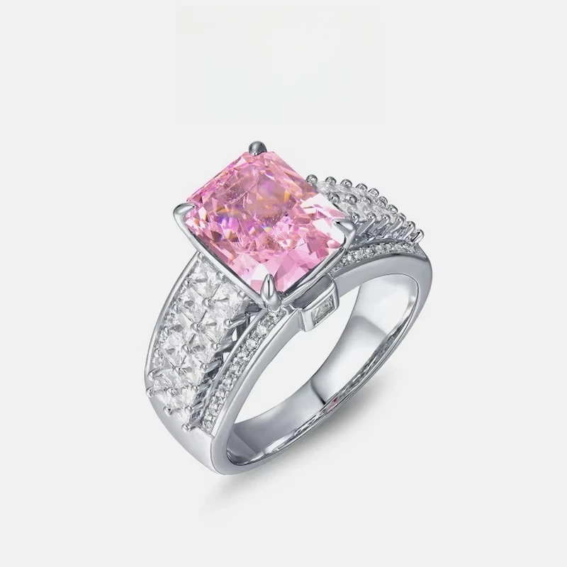 

Ice Flower Moissanite Square Ring S925 Silver Plated 18K Gold PT950 Platinum Fashion Ring