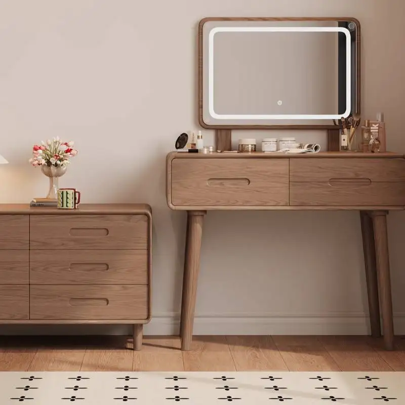 

Luxury Modern bedside table dressing table integrated retractable log dresser chest small apartment modern Chest Of Drawers