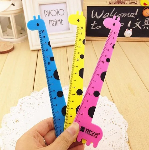 

1pcs/lot creative Cartoon Giraffe Alpaca Elephant design Plastic Straight ruler For Student School Stationery