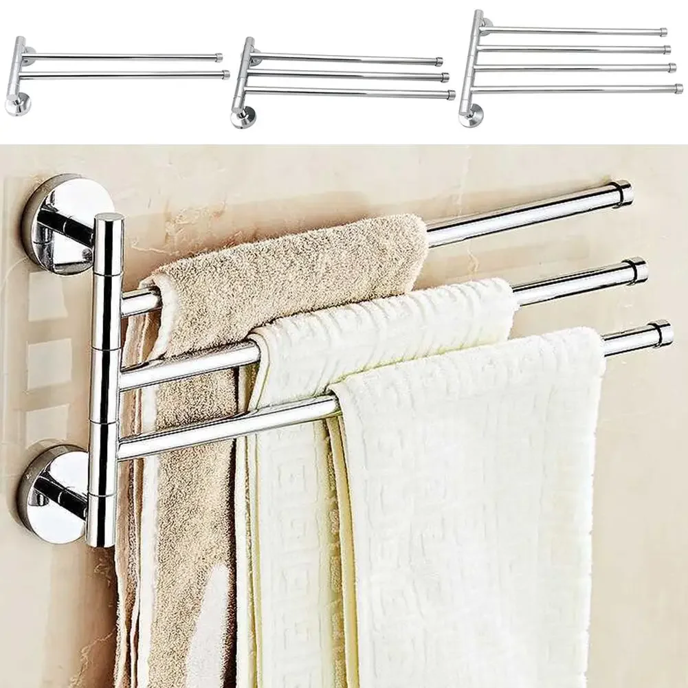 

Stainless Steel Rotating Towel Bar, Wall-mounted Towel Rack, Polished Holder, Hardware Accessory, Bathroom, Kitchen