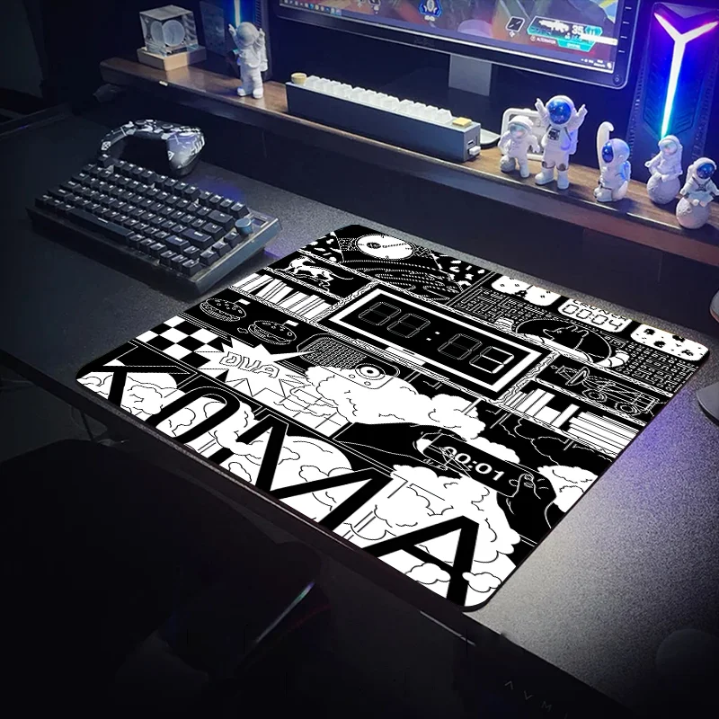 Cartoon black and white Creative Clock Mouse Pad Office PC Gamers Accessories Keyboard pad Thickened waterproof carpet table mat