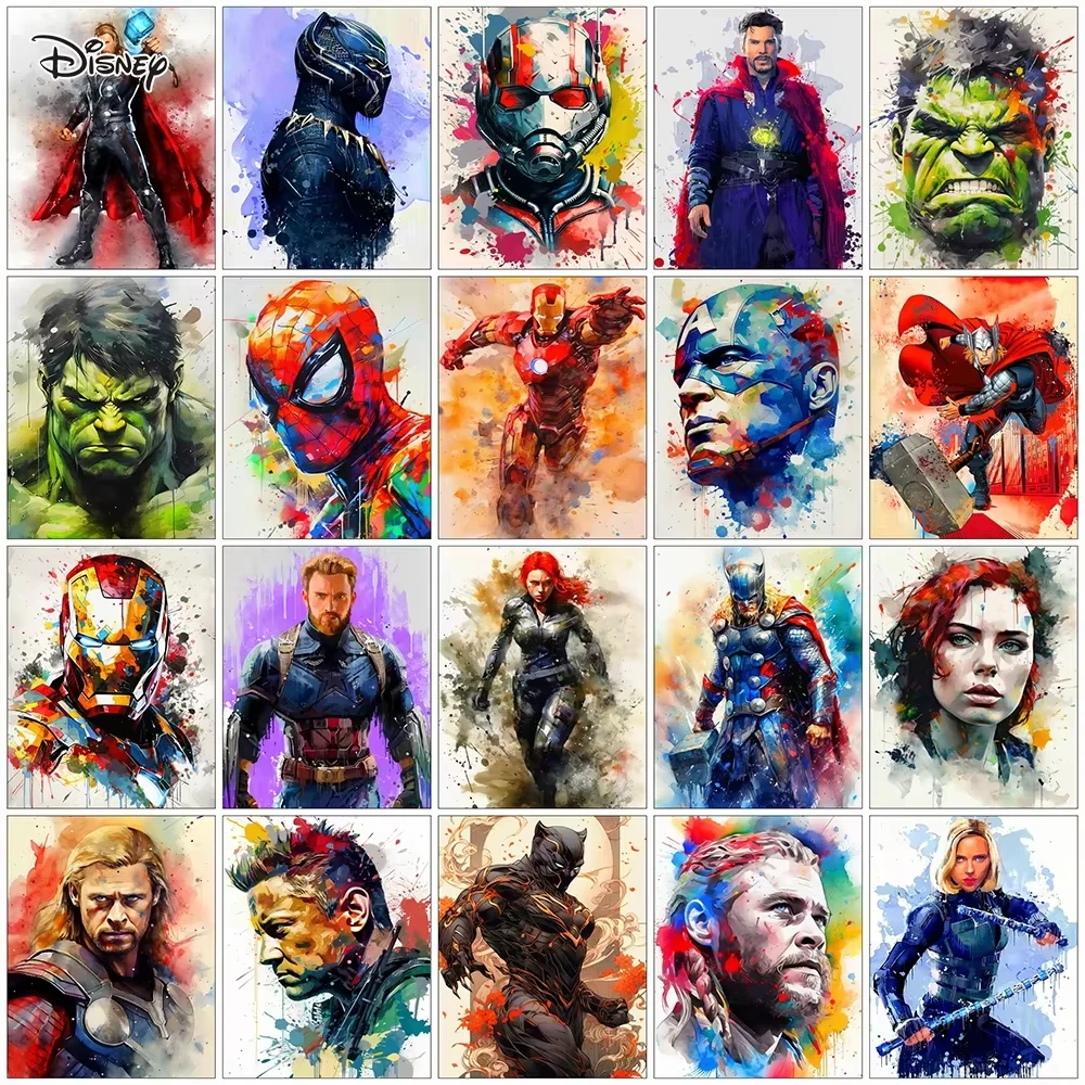 MINISO – peinture diamant Disney sans cadre, broderie 5D à faire soi-même, strass Thor et Hulk, Portrait, mosaïque, cadeau de veuve noire, nouvelle collection
