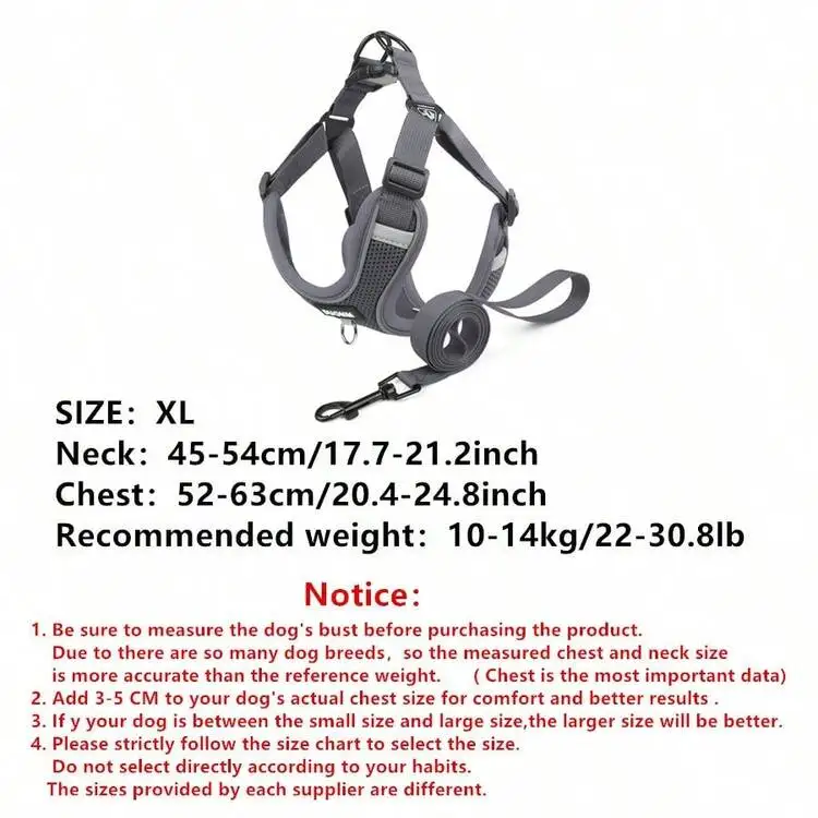 Reflective Adjustable Dog Harness and Leash Set