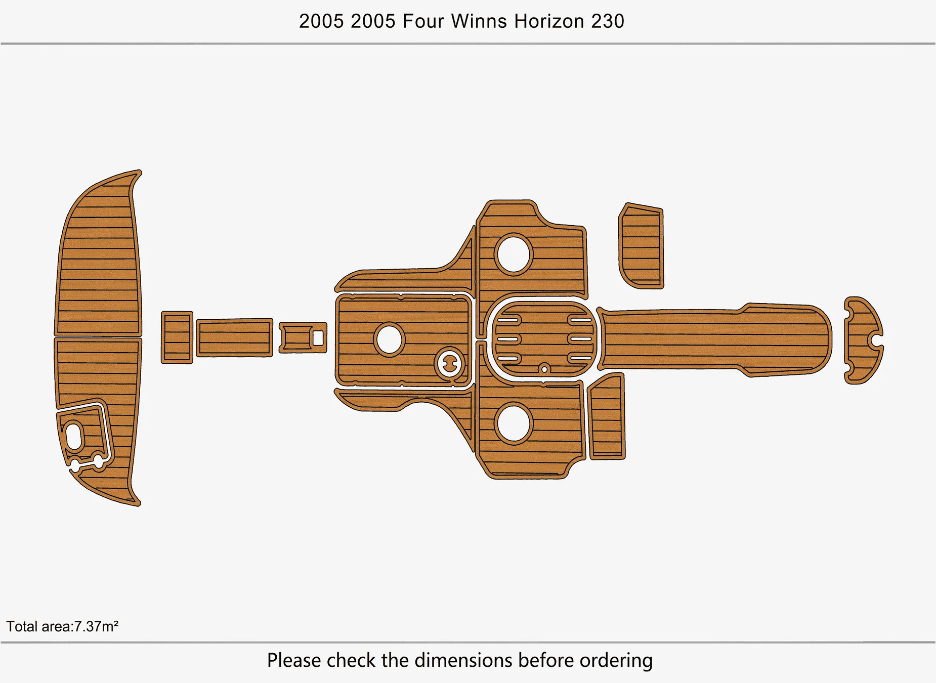 Self-Adhesive faux Teak EVA Marine Mat - 2005 Four Winns Horizon 230 6mm (1/4