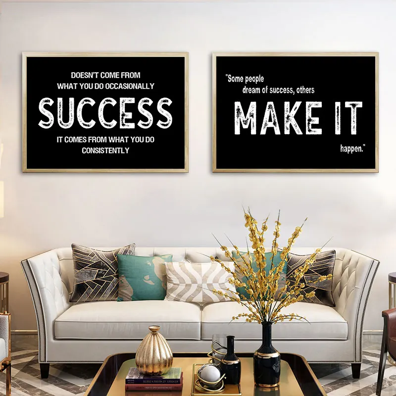Modern Black Inspirational Canvas Art Simple Office Living Room Wall Decor Fashion Motivational Poster Prints Home Decoration
