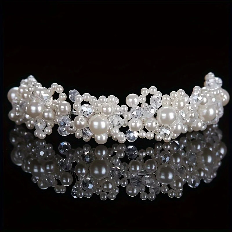 Handmade Crystal Pearl Headband Hairband Tiara For Women Party Bridal Wedding Hair Accessories Jewelry Headband Hairband Tiara