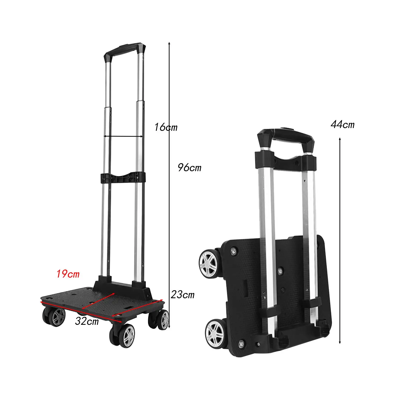 Luggage Trolley Folding Portable No Brake System Travel Accessories Hand Dolly Cart for Travel Hiking Office Use Girls Kids