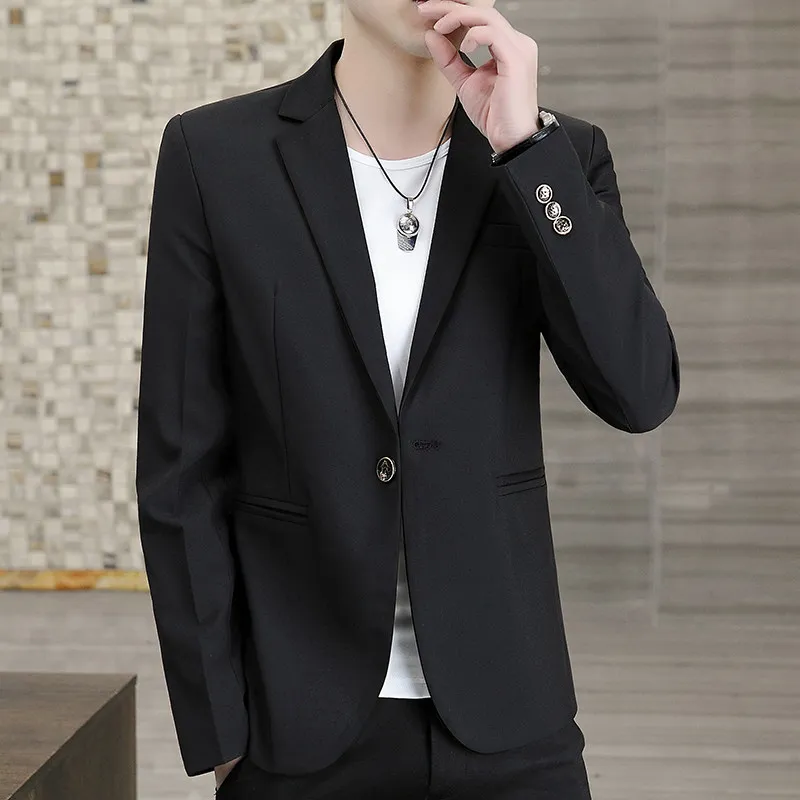 

Men's Casual Briti Sle Busin Faion Suit Lightweight Luxury Spring Autumn Versatile Polyester Fiber Long Sve Coat