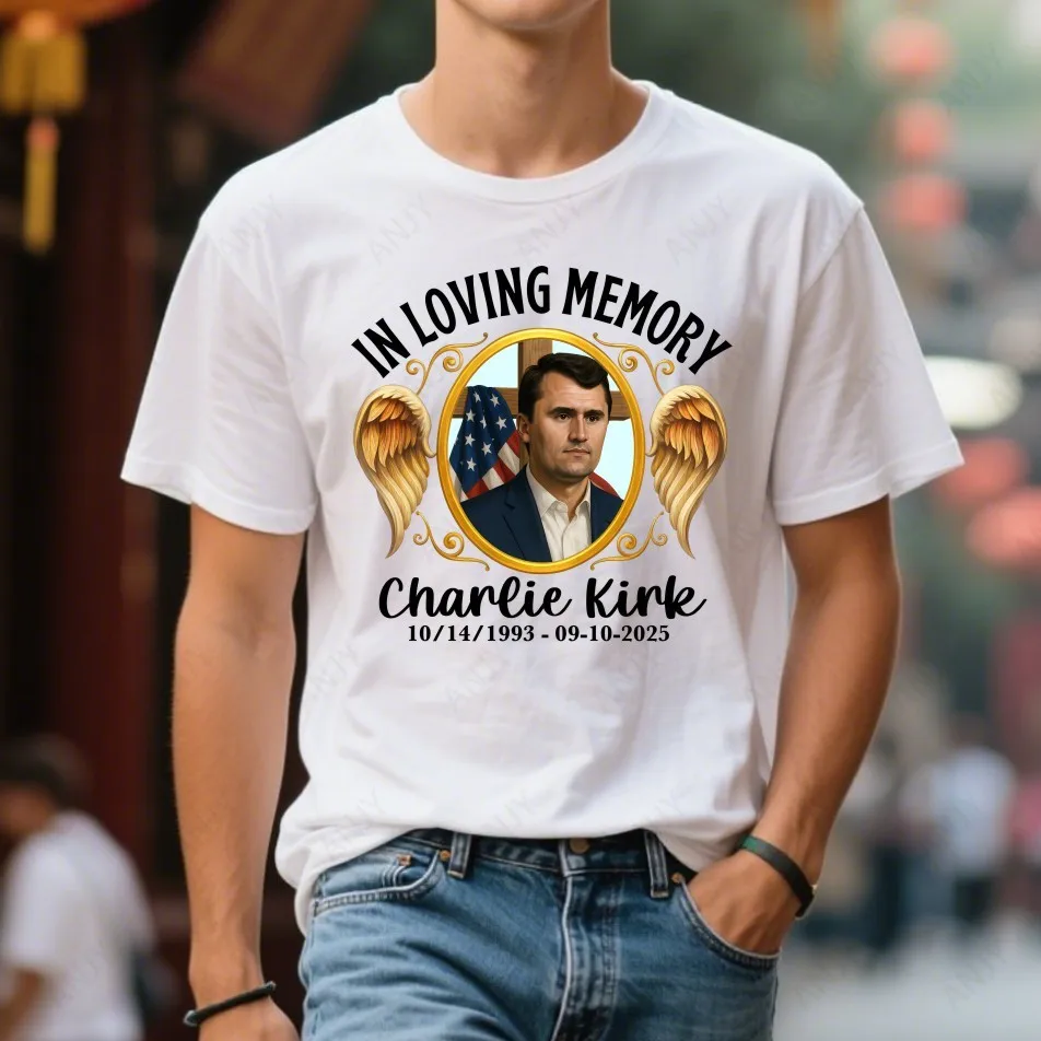 

Charlie Kirk Commemorative Printed T-shirt with American Commemorative Style, Unisex Casual Short Sleeved Shirt