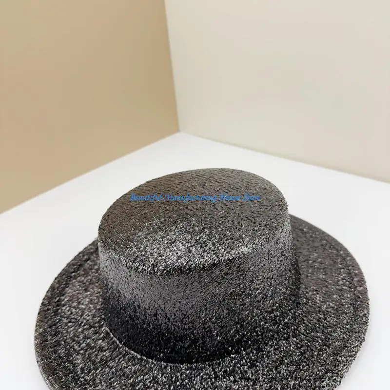 قبعة نادي بنما E56A قبعة لامعة لامعة لحفلات الكوكتيل في ديسكو هاوس