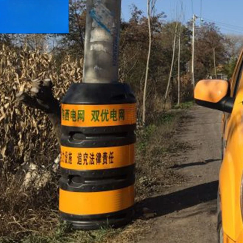 Rotomolded utility pole anti-collision bucket Blow molding Traffic facilities Reflective film with characters