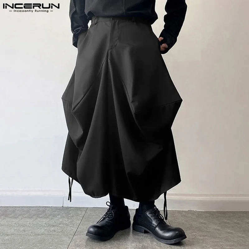 INCERUN 2024 Korean Style Trousers Men's Deconstructive Design Pant Casual Streetwear Male Solid All-match Loose Pantalons S-5XL