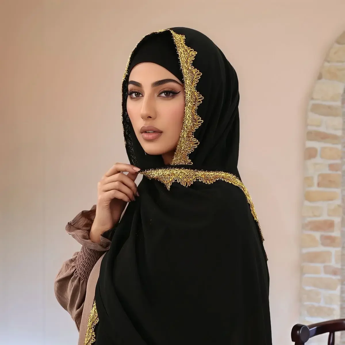 

Shinny Lace Chiffon Hijab Scarf Women Muslim Hijabs Shawl Premium Long Wraps Headband Bandanas Scarves Bufanda Foulard Muffler