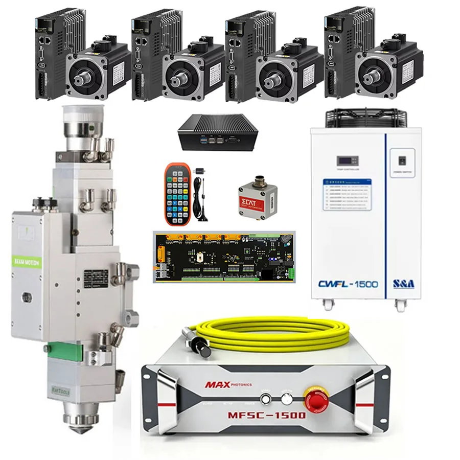 Raytools fiber laser head BM110 XC3000PLUS 1500W 2000W 3000W MAX RAYCUS fiber laser source water cooler Huichuan servo 750W 400W