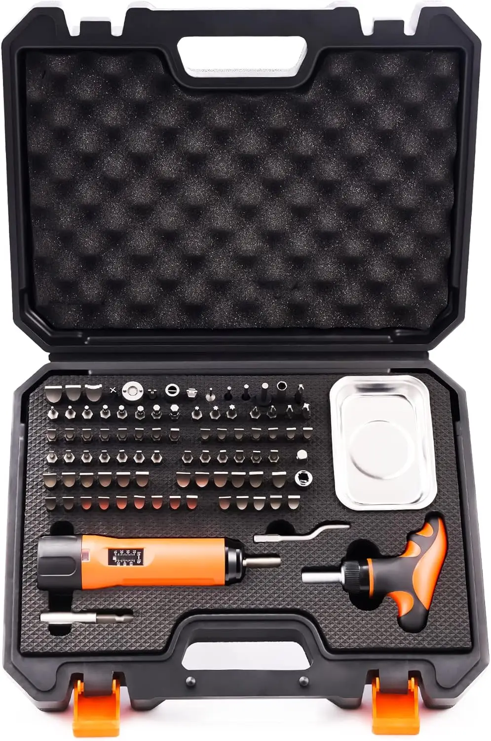 

Precision Torque Screwdriver Set Adjustable 10-70 In-Lbs with T-BAR Ratchet, 92-Piece Repair Kit