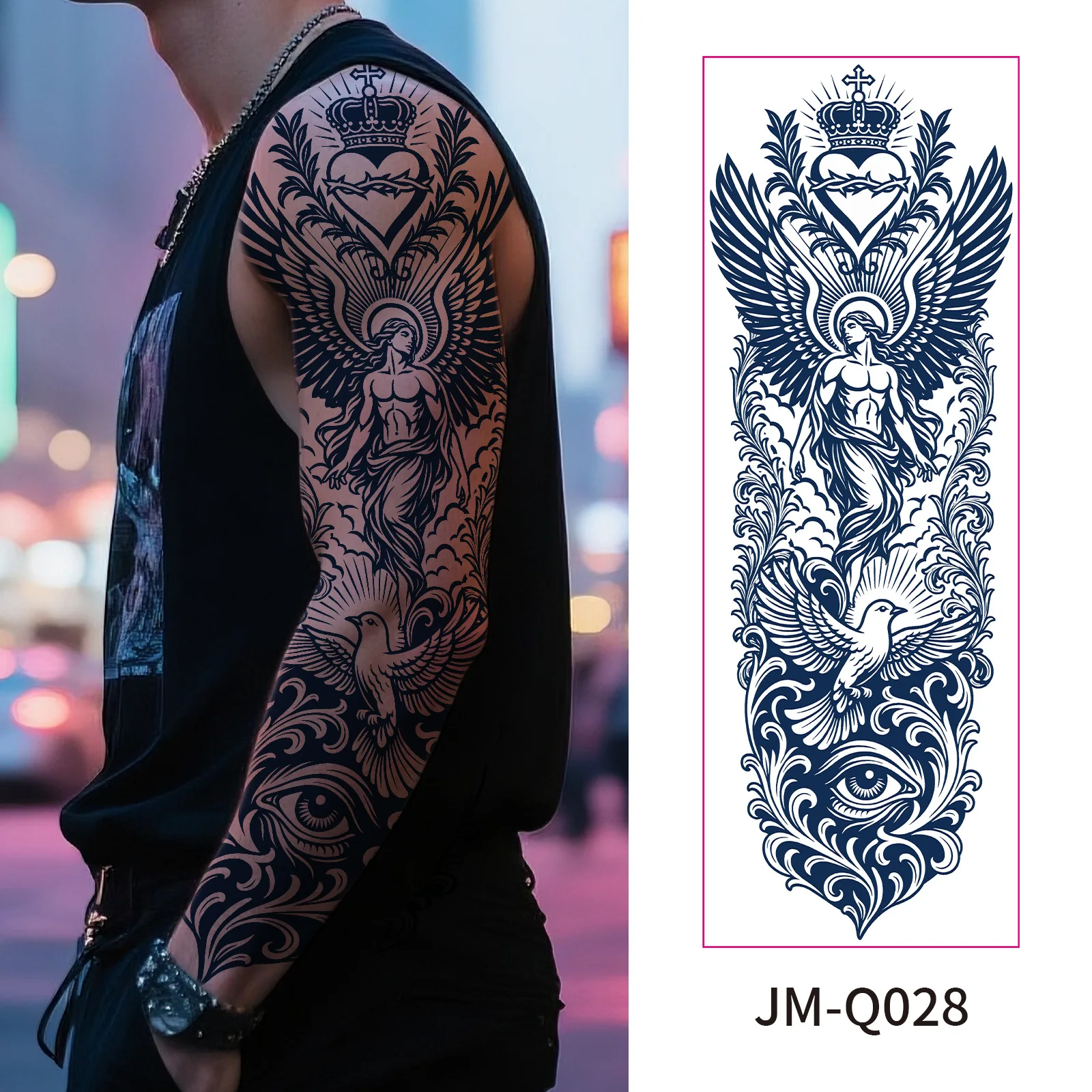 

Временные татуировки с длинным рукавом, наклейки, чернила для сока, прочные полуперманентные боди-арт, сексуальные поддельные татуировки для Хэллоуина, мужчин и женщин