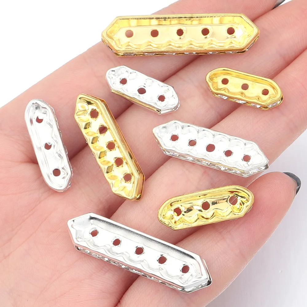 Juya 50pcs/lot Wholesale Metal Separator Spacers Supplies DIY 2 3 5 Holes Spacer Bars Accessories For Beadwork Jewelry Making