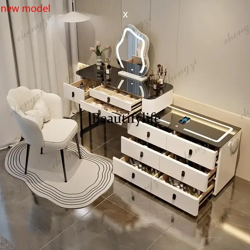 N138Light Stool Dressing Table Storage Organizer Luxury Fashion Jewelry Cabinet Dressing Table Toiletries Desks Coiffeuse Furnit