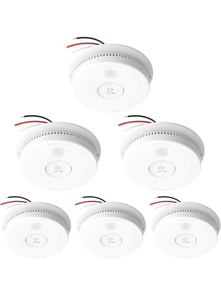 Hardwired Interconnected Smoke Detectors,Photoelectric Smoke Alarm with 9V Battery Backup,Test/Silence Button, Hard Wired