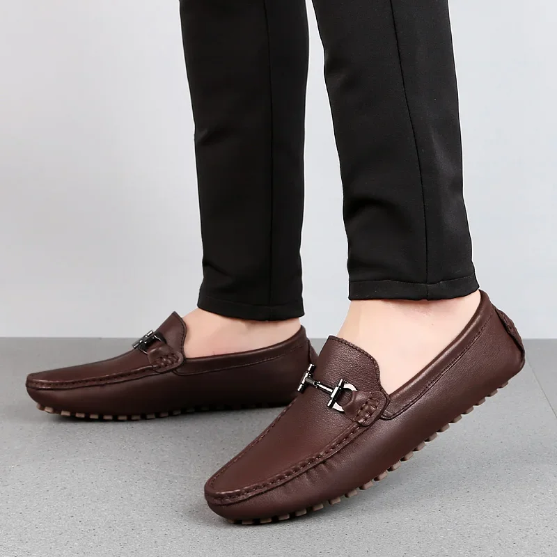 Man Shoes Leather Genuine Summer Mens Moccasin Shoes Fashion Leather Loafer Shoes Men Luxury Big size 38-47 Male Casual Footwear