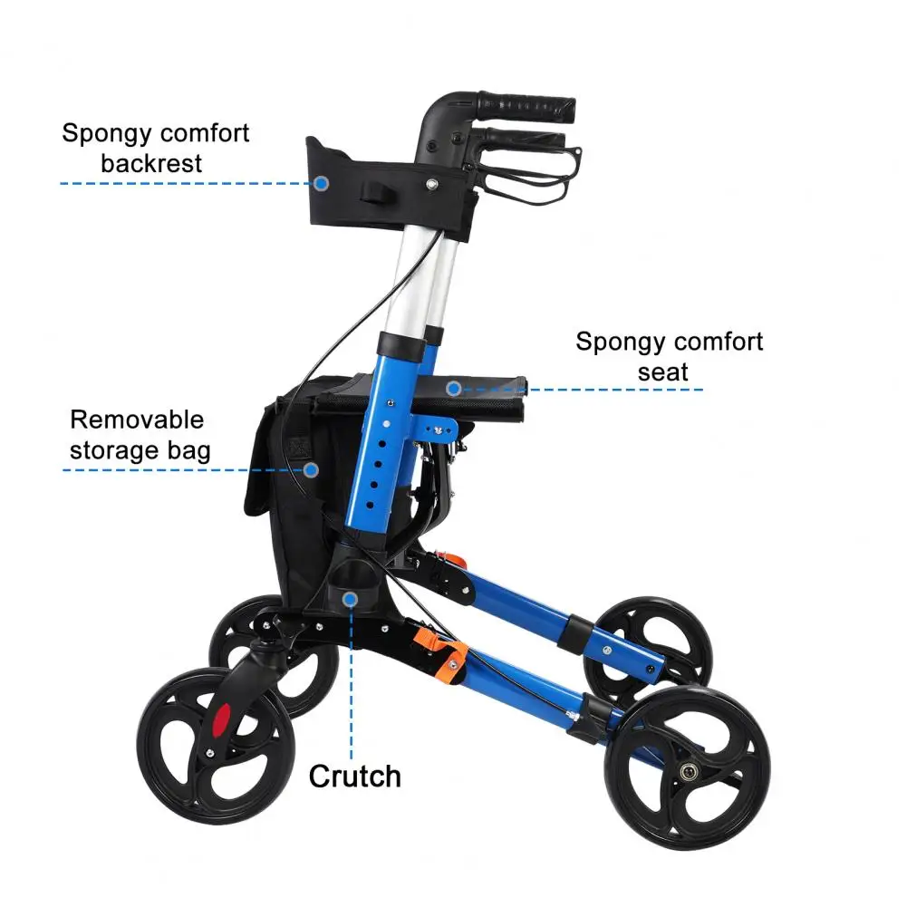 Rollator Walker for Seniors with Storage Bag, Upgraded Thumb Press Button for Height Adjustment, 4 x 8