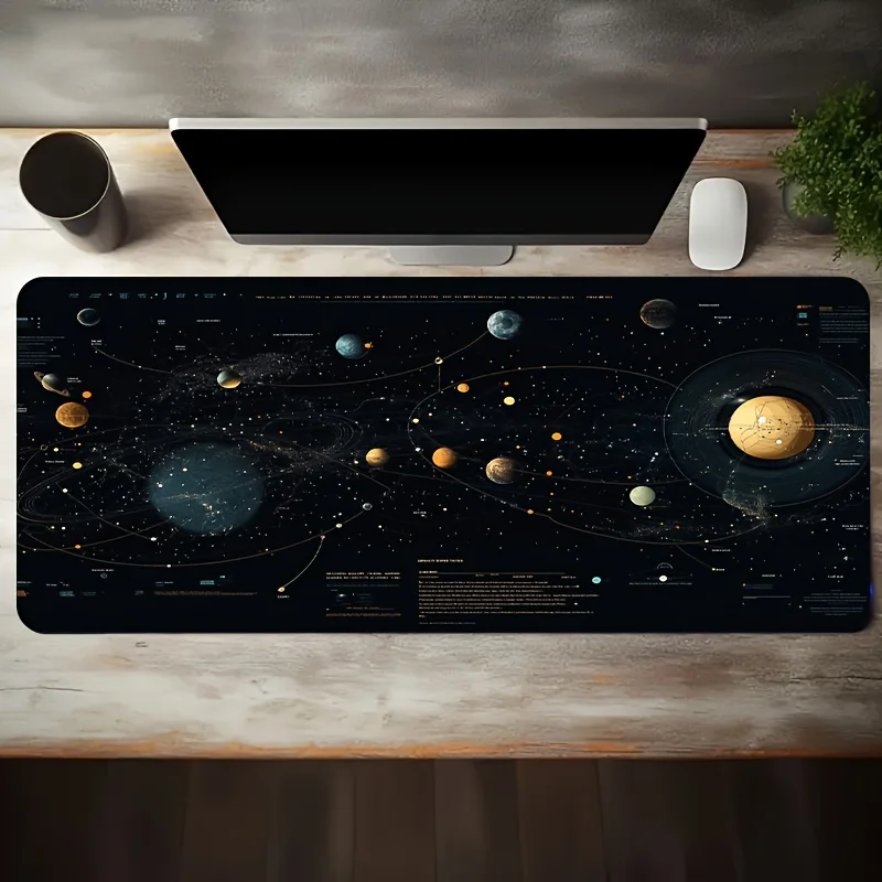 Solar System Map Extra Large Gaming Mouse Pad Non-Slip Rubber Desk Mat for PC Computer and Astronomers
