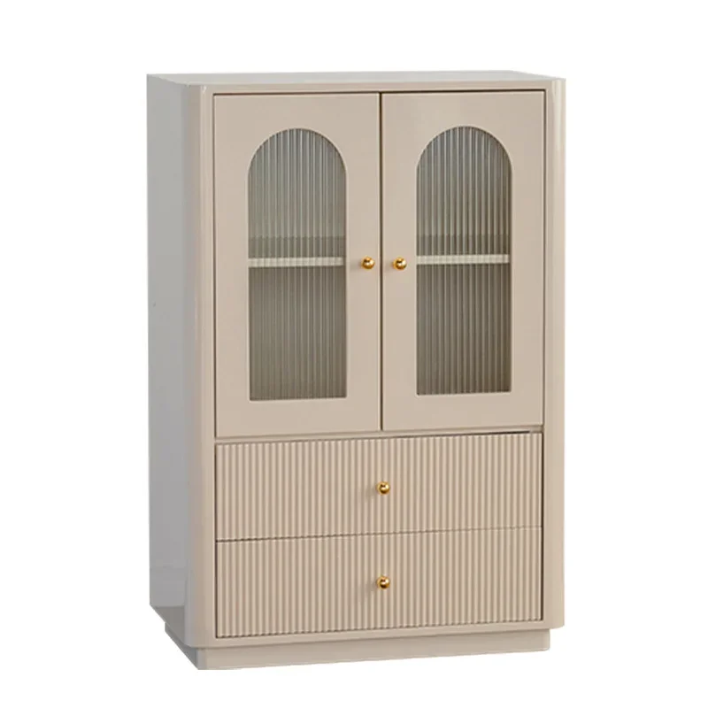 Mueble lateral de madera maciza estilo crema francés, mueble de TV, armario de almacenamiento para apartamento pequeño, moderno y sencillo