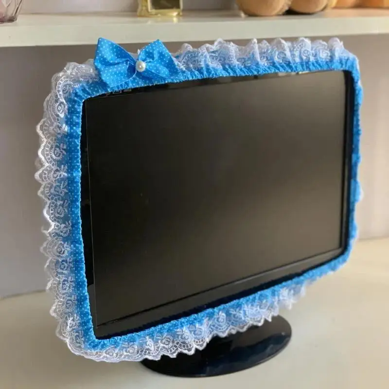 Fabric TV Computer Dust Cover Power On Without Taking Out Suitable For Monitor Screen Home Decorations Dust Cover With Elastic