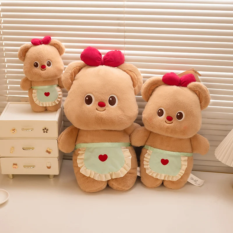 

23~45cm Sweet Butter Bear Plush Toy Standing Kawaii Apron Dressed Cartoon Animal Plushie Soft Comforting Sleeping Friend Gift