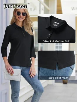 TACVASEN Women's 3/4 Sleeve Polo Shirts V Neck Collared Tops Cotton Blend Soft Golf Work Casual T-Shirts Casual Business Tops 3 TACVASEN Women's 3/4 Sleeve Polo Shirts V Neck Collared Tops Cotton Blend Soft Golf Work Casual T-Shirts Casual Business Tops 3