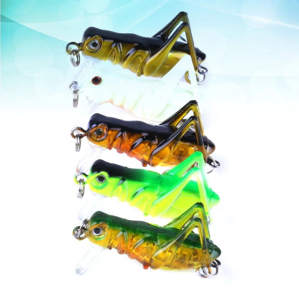

5pcs 3.3Cm 3G Insect Fishing Lures Lifelike Grasshopper Baits Strong Hooks Bright Floating Freshwater Artificial Hard Baits Fish