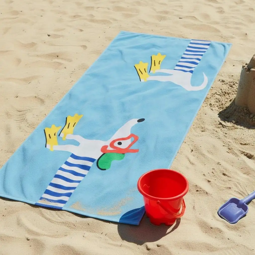 Teens Adults Cotton Blend Beach Towel, 30 X 60 Inches, Snorkel Dog