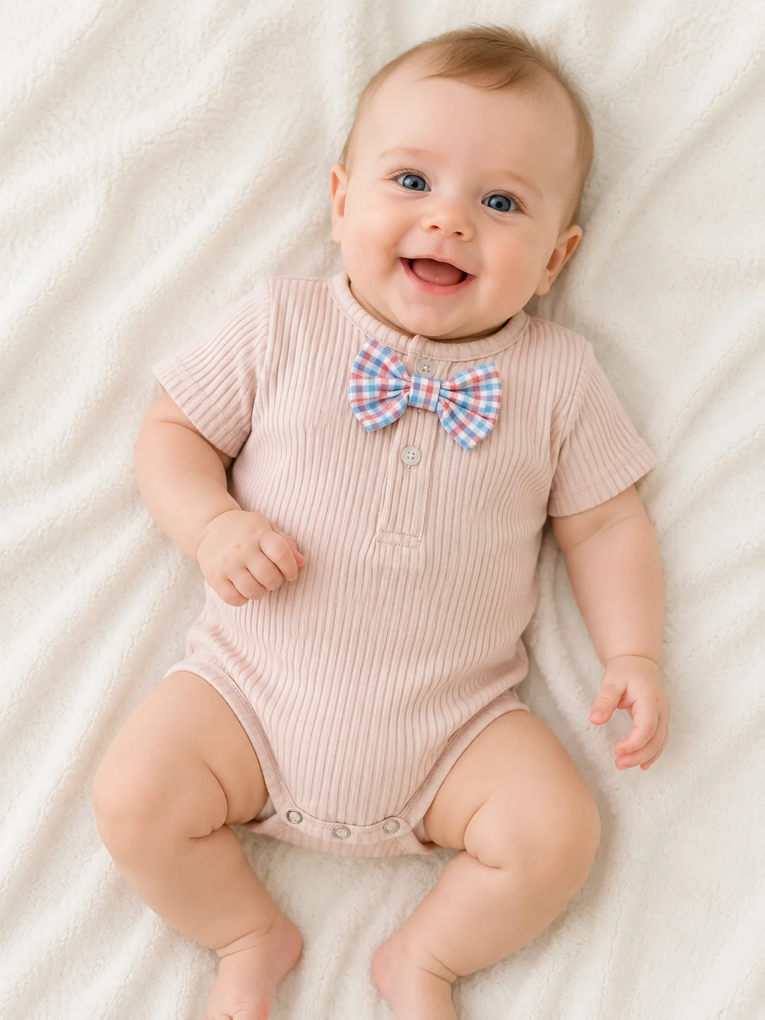 Summer Baby Clothes Bodysuit Short Sleeve Unisex Bow Tie Infant Romper Suit One-piece Jumpsuit