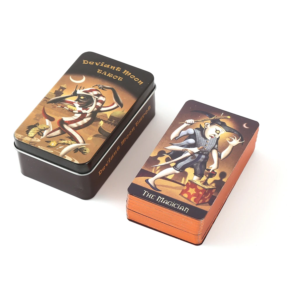 Borda Dourada Tarot para Iniciantes, Fortune Telling Game Card, 78 Card Deck, Presentes requintados para Amigos, Tin Box, 24 Estilos