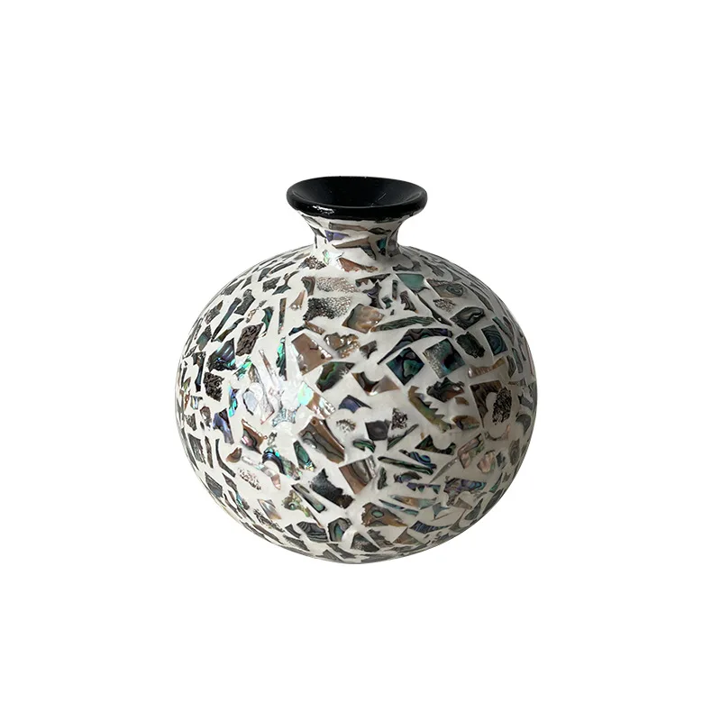 Color shell light luxury Nordic desktop storage dried flower vase shooting props American furniture flower basket