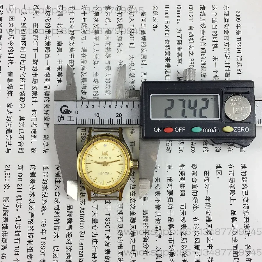 Original Oval Strip Fixed Yellow Surface Manual Mechanical Lady's Watch, Diameter 25mm