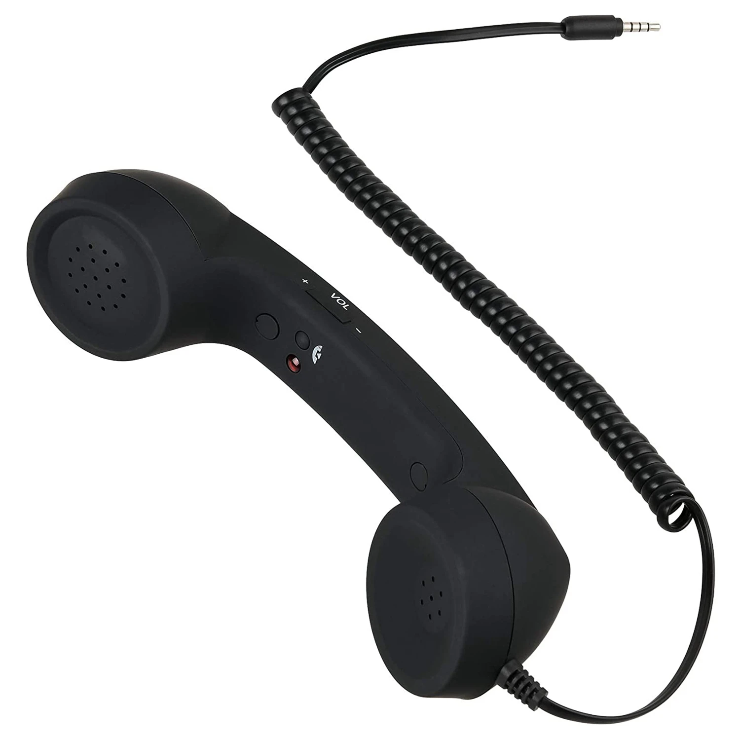 Vintage Retro Telephone Handset Cell Phone Receiver MIC Microphone for Cellphone Smartphone, 3.5 mm Socket (Black)