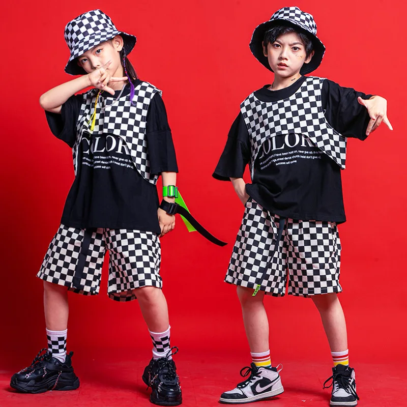 Hip Hop Kids Outfit Vest Pants T Shirts Girls Dance Clothing Fancy Dress Hip Hop Competition Costume