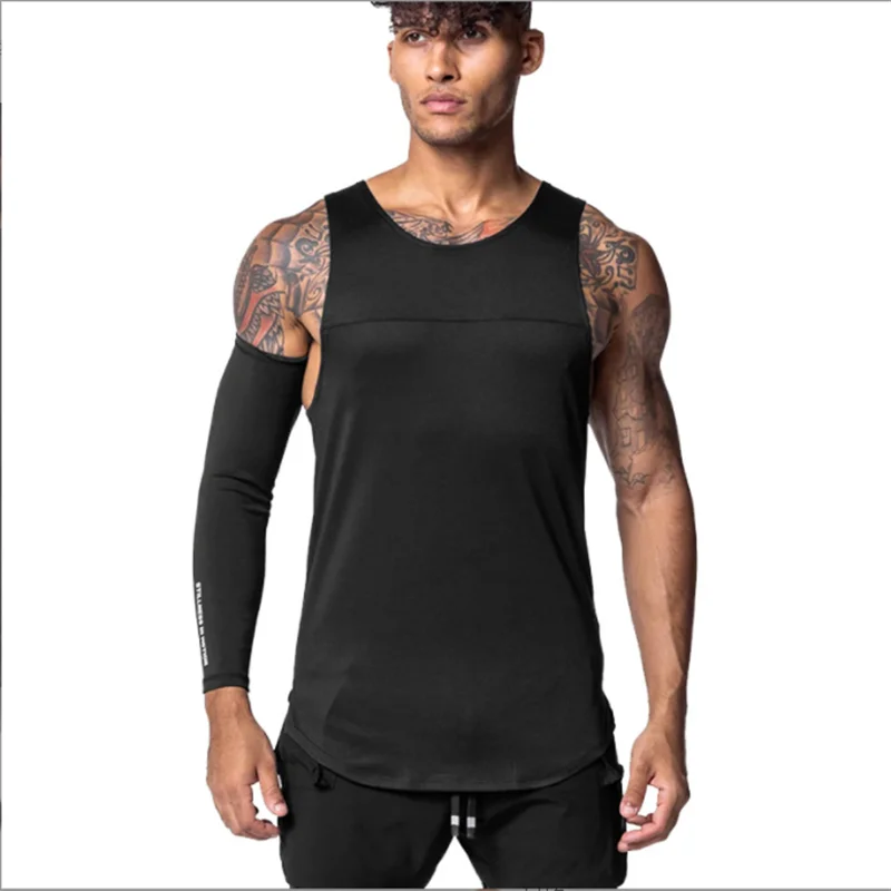 2023 summer men's sports vest American tide brand quick dry sleeveless T-shirt men's round lead step fitness vest men