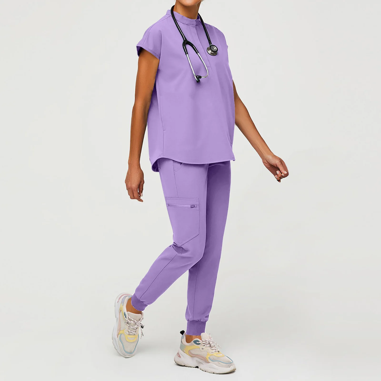 Лидер продаж, дышащие прочные скрабы, рабочая одежда, мужская униформа для медсестры, врача, здравоохранения, аптеки, топ с короткими рукавами, брюки