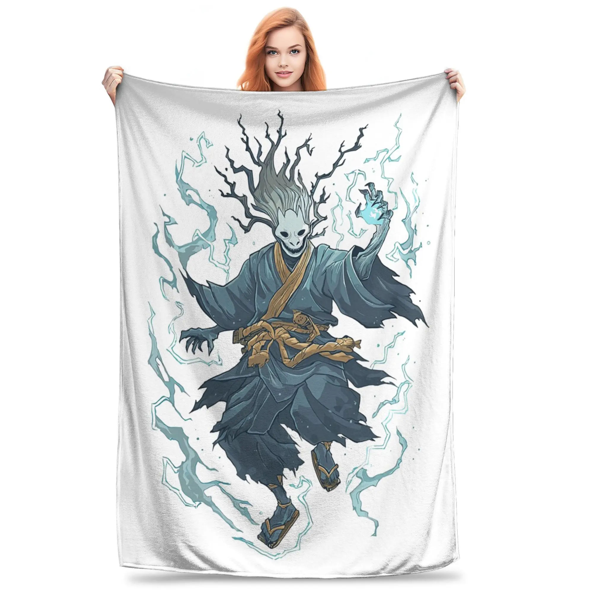 

Japanese Ghost Lightning Spirit in Flowing Robes Blankets Fleece Throw Blanket for Couch Bedding Travel Throws Bedspread Quilt